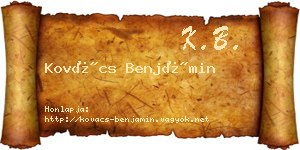 Kovács Benjámin névjegykártya